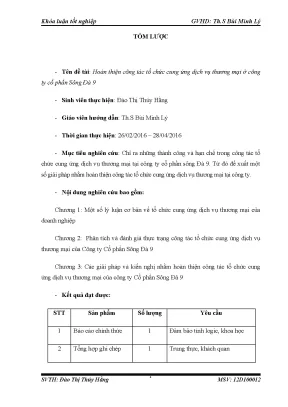 Luận văn hoàn thiện công tác tổ chức cung ứng dịch vụ thương mại ở công ty cổ phần sông đà 9