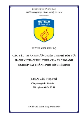 Luận văn thạc sĩ các yếu tố ảnh hưởng đến chi phí đối với hành vi tuân thủ thuế của các doanh nghiệp tại thành phố hồ chí minh