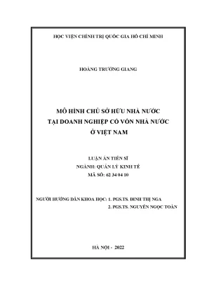 Luận án tiến sĩ quản lý kinh tế mô hình chủ sở hữu nhà nước tại doanh nghiệp có vốn nhà nước ở việt nam