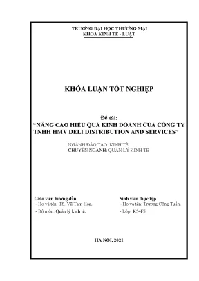 Luận văn nâng cao hiệu quả kinh doanh của công ty tnhh hmv deli distribution and services