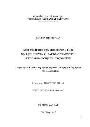 Luận văn một cách tiếp cận mới để phân tích nội lực chuyển vị bài toán tuyến tính kết cấu dàn chịu tải trọng tĩnh
