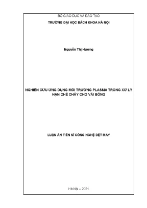 Luận án tiến sĩ nghiên cứu ứng dụng môi trường plasma trong xử lý hạn chế cháy cho vải bông