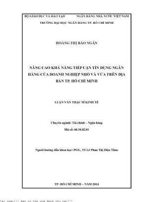Nâng cao khả năng tiếp cận tín dụng ngân hàng của doanh nghiệp nhỏ và vừa trên địa bàn tp hồ chí minh luận văn thạc sĩ kinh tế