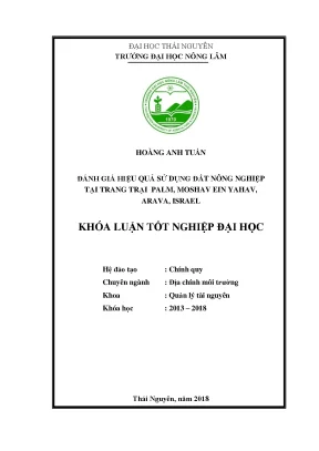 Luận văn đánh giá hiệu quả sử dụng đất nông nghiệp tại trang trại palm moshav ein yahav arava israel
