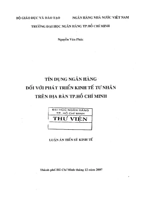 Tín dụng ngân hàng đối với phát triển kinh tế tư nhân trên địa bàn tp hồ chí minh luận án tiến sĩ kinh tế