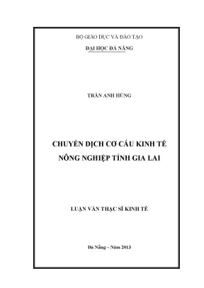Luận văn thạc sĩ chuyển dịch cơ cấu kinh tế nông nghiệp tỉnh gia lai