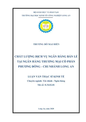 Luận văn chất lượng dịch vụ ngân hàng bán lẻ tại ngân hàng thương mại cổ phần phương đông chi nhánh long an