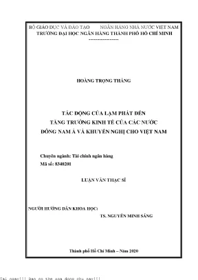 Tác động của lạm phát đến tăng trưởng kinh tế của các nước đông nam á và khuyến nghị cho việt nam luận văn thạc sĩ tài chính ngân hàng