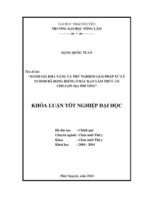 Luận văn đánh giá khả năng và thử nghiệm giải pháp xử lý vi sinh bã dong riềng ở bắc kạn làm thức ăn cho lợn địa phương