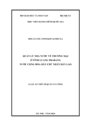 Luận án tiến sĩ quản lý nhà nước về thương mại ở tỉnh luang prabang nước chdcnd lào
