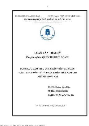 Động lực làm việc của nhân viên ngân hàng tmcp đầu tư và phát triển việt nam chi nhánh đồng nai luận văn thạc sĩ quản trị kinh doanh