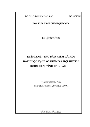 Luận văn thạc sĩ quản lý công kiểm soát thu bảo hiểm xã hội bắt buộc tại bảo hiểm xã hội huyện buôn đôn tỉnh đắk lắk