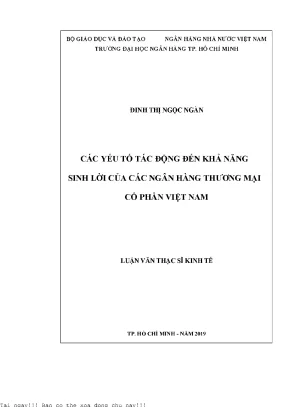 Các yếu tố tác động đến khả năng sinh lời của các ngân hàng thương mại cổ phần việt nam luận văn thạc sĩ tài chính ngân hàng