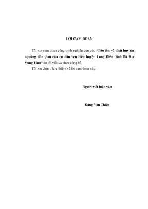 Luận văn bảo tồn và phát huy tín ngưỡng dân gian của cư dân ven biển huyện long điền tỉnh bà rìa vũng tàu