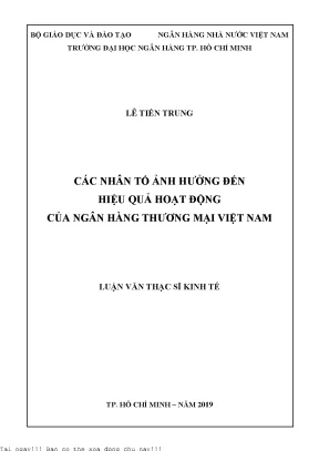 Các nhân tố ảnh hưởng đến hiệu quả hoạt động của ngân hàng thương mại việt nam luận văn thạc sĩ tài chính ngân hàng