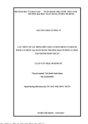 Các nhân tố tác động đến chất lượng dịch vụ khách hàng cá nhân tại ngân hàng thương mại cổ phần á châu chi nhánh ninh thuận luận văn thạc sĩ kinh tế
