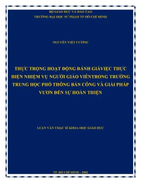 Luận văn thạc sĩ thực trọng hoạt động đánh giá việc thực hiện nhiệm vụ người giáo viên trong trường trung học phổ thông bán công và giải pháp vươn đến sự hoàn thiện
