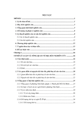 Luận văn bảo tồn và phát huy di tích lịch sử văn hóa nghiên cứu trường hợp đình ở phường tân định quận 1 thành phố hồ chí minh