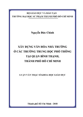 Luận văn thạc sĩ xây dựng văn hóa nhà trường ở các trường trung học phổ thông tại quận bình thạnh thành phồ hồ chí minh