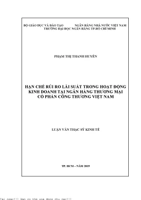 Hạn chế rủi ro lãi suất trong hoạt động kinh doanh tại ngân hàng thương mại cổ phần công thương việt nam luận văn thạc sĩ kinh tế