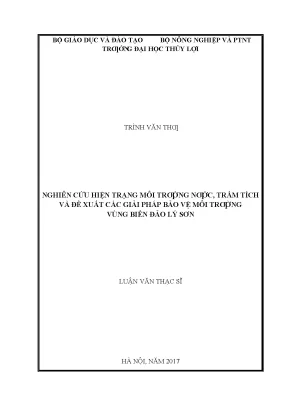 Luận văn thạc sĩ nghiên cứu hiện trạng môi trường nước trầm tích và đề xuất các giải pháp bảo vệ môi trường vùng biển đảo lý sơn