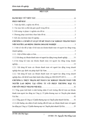 Luận văn kế toán các khoản thanh toán với ngƣời lao động tại công ty cổ phần thƣơng mại và chuyển phát nhanh nội bài