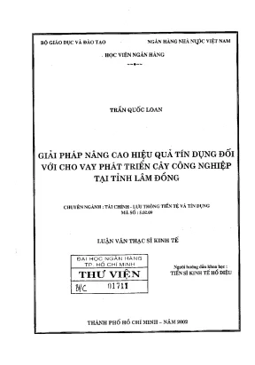 Giải pháp nâng cao hiệu quả tín dụng đối với cho vay phát triển cây công nghiệp tại tỉnh lâm đồng luận văn thạc sĩ kinh tế
