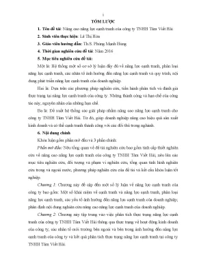 Luận văn nâng cao năng lực cạnh tranh của công ty tnhh tâm viết hải