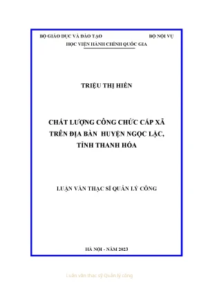 Luận văn thạc sĩ quản lý công chất lượng công chức cấp xã trên địa bàn huyện ngọc lặc tỉnh thanh hóa