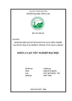 Luận văn đánh giá hiệu quả sử dụng đất sản xuất nông nghiệp tại trang trại 31 32 moshav tzofar vùng arava israel