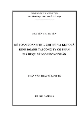 Luận văn kế toán doanh thu chi phí và kết quả kinh doanh tại công ty cổ phần bia rượu sài gòn đồng xuân