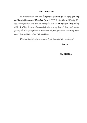 Luận văn thạc sĩ tạo động lực lao động tại công ty cổ phần thương mại hàng hóa quốc tế ipc
