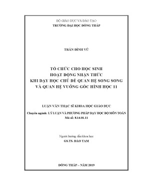 Luận văn tổ chức cho học sinh hoạt động nhận thức khi dạy chủ đề quan hệ song song và quan hệ vuông góc hình học 11