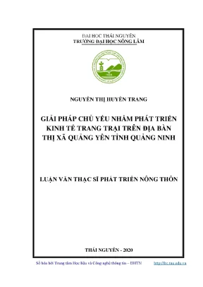 Luận văn thạc sĩ giải pháp chủ yếu nhằm phát triển kinh tế trang trại trên địa bàn thị xã quảng yên tỉnh quảng ninh
