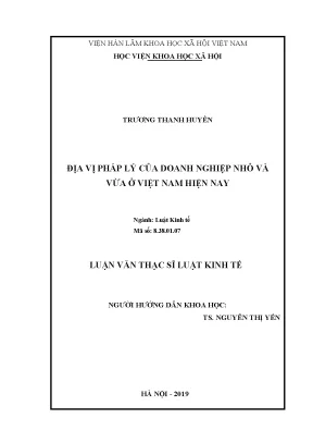 Luận văn thạc sĩ địa vị pháp lý của doanh nghiệp nhỏ và vừa ở việt nam hiện nay