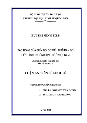 Luận án tiến sĩ tác động của biến đổi cơ cấu tuổi dân số đến tăng trưởng kinh tế ở việt nam