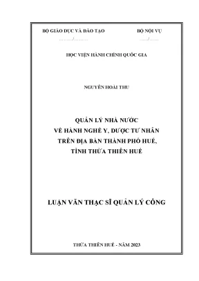 Luận văn thạc sĩ qlnn về hành nghề y dược tư nhân trên địa bàn thành phố huế tỉnh thừa thiên huế