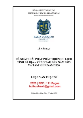 Luận văn thạc sĩ quản trị kinh doanh đề xuất giải pháp phát triển du lịch tỉnh bà rịa vũng tàu đến năm 2025 và tầm nhìn năm 2030