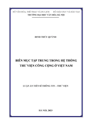 Luận án biên mưu tập trung trong hệ thông thư viện công cộng ở việt nam