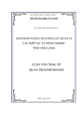 Luận văn thạc sĩ giải pháp nâng cao năng lực quản lý hợp tác xã nông nghiệp tỉnh vĩnh long