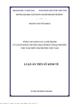 Nâng cao năng lực cạnh tranh của ngân hàng thương mại cổ phần ngoại thương việt nam trên thị trường việt nam luận án tiến sĩ kinh tế
