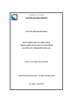Luận văn thạc sĩ hoàn thiện thủ tục phân tích trong kiểm toán báo cáo tài chính tại công ty tnhh kiểm toán afa