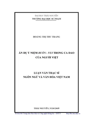 Luận văn thạc sĩ ẩn dụ ý niệm buồn vui trong ca dao của người việt