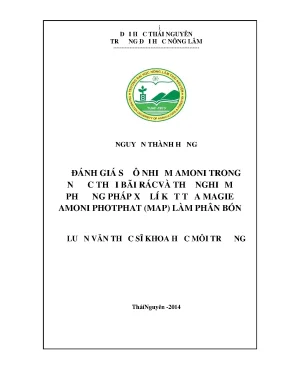Luận văn đánh giá sự ô nhiễm amoni trong nước thải bãi rác và thử nghiệm phương pháp xử lý kết tủa magie amoni photphat map làm phân bón