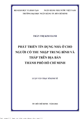 Phát triển tín dụng nhà ở cho người có thu nhập trung bình và thấp trên địa bàn tp hồ chí minh luận văn thạc sĩ kinh tế