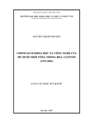 Luận văn thạc sĩ chính sách khoa học và công nghệ của mỹ dưới thời tổng thống bill clinton 19932001