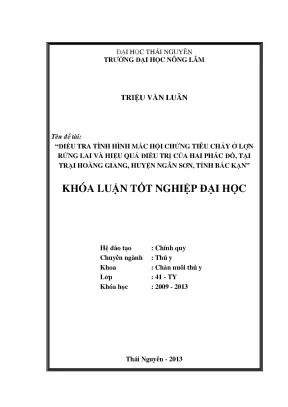 Luận văn điều tra tình hình mắc hội chứng tiêu chảy ở lợn rừng lai và hiệu quả điều trị của hai phác đồ tại trại hoàng giang huyện ngân sơn tỉnh bắc kạn