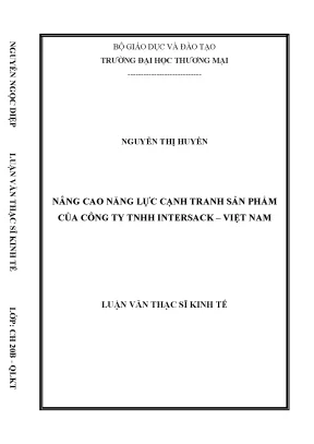 Luận văn thạc sĩ nâng cao năng lực cạnh tranh sản phẩm tại công ty tnhh intersack việt nam