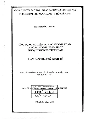 Ứng dụng nghiệp vụ bao thanh toán tại chi nhánh ngân hàng ngoại thương vũng tàu luận văn thạc sĩ kinh tế