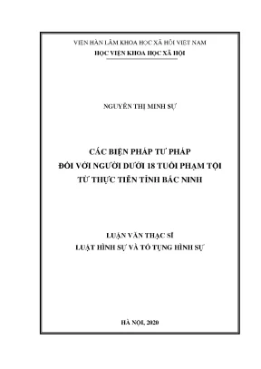 Luận văn thạc sĩ các biện pháp tư pháp đối với người dưới 18 tuổi phạm tội từ thực tiễn tỉnh bắc ninh